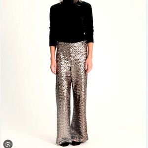 NWT Banana Republic Small High-Rise Wide-Leg Sequin Pants Pull-On Bold Bronze
